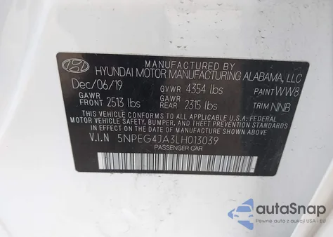 2020 Hyundai Sonata Se из США, поврежденный, VIN 5NPEG4JA3LH013039